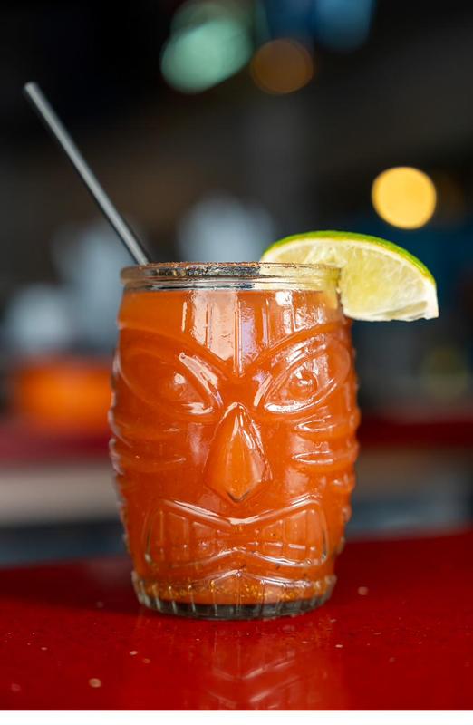 Bloody Mary in a tiki mug at Sami's on Marco Island