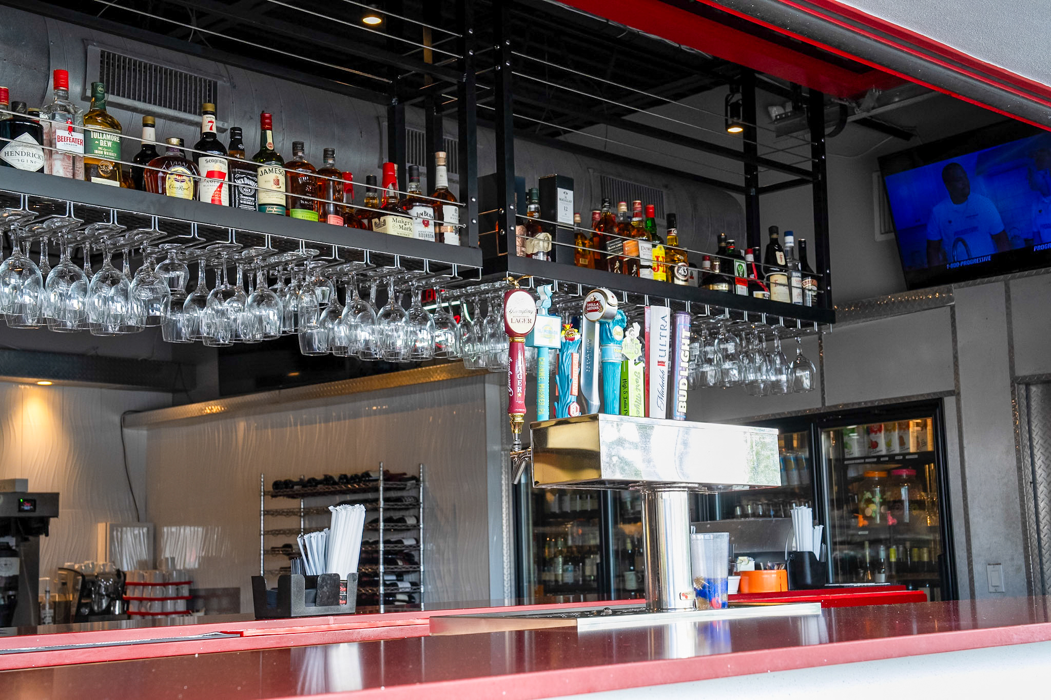 Sami's full bar — craft beers, spirits and wine on tap