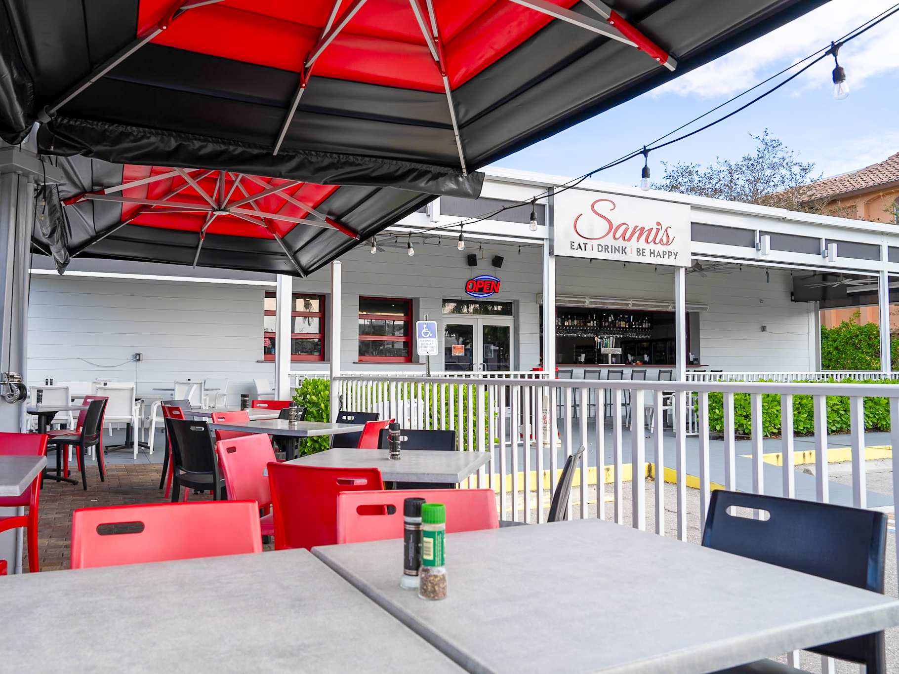 Sami's patio dining — outdoor seating on Marco Island