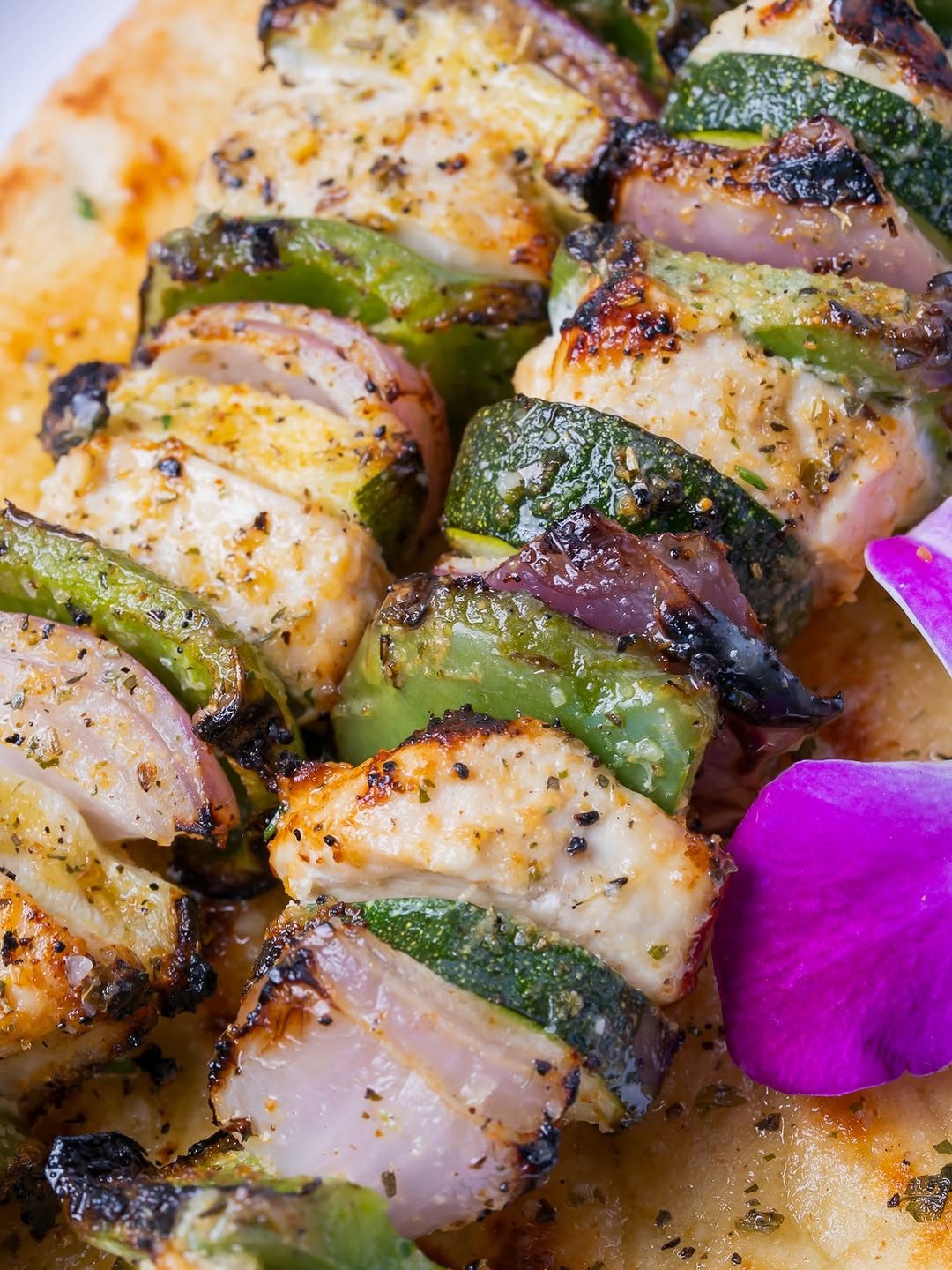 Grilled chicken kebab close-up at Sami's on Marco Island