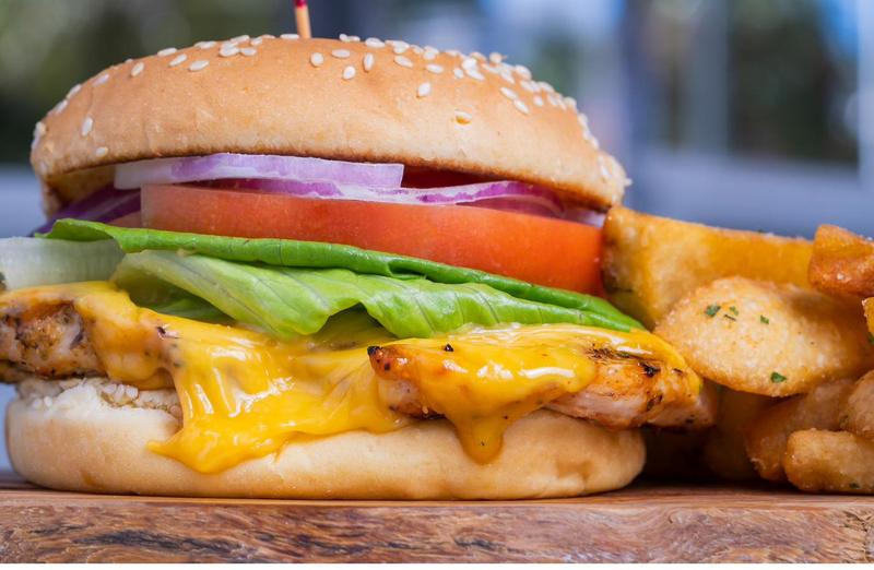 Chicken sandwich with fries at Sami's on Marco Island