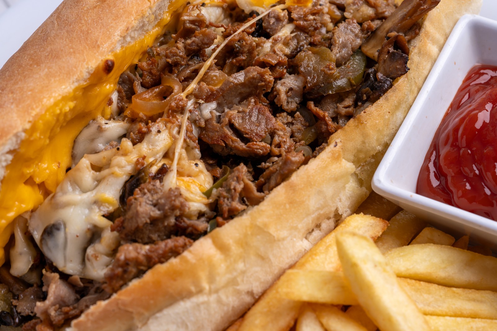 Philly cheesesteak with fries