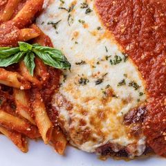 Chicken parmigiana with penne at Sami's on Marco Island