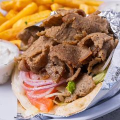 Colossal gyro with tzatziki and fries at Sami's on Marco Island